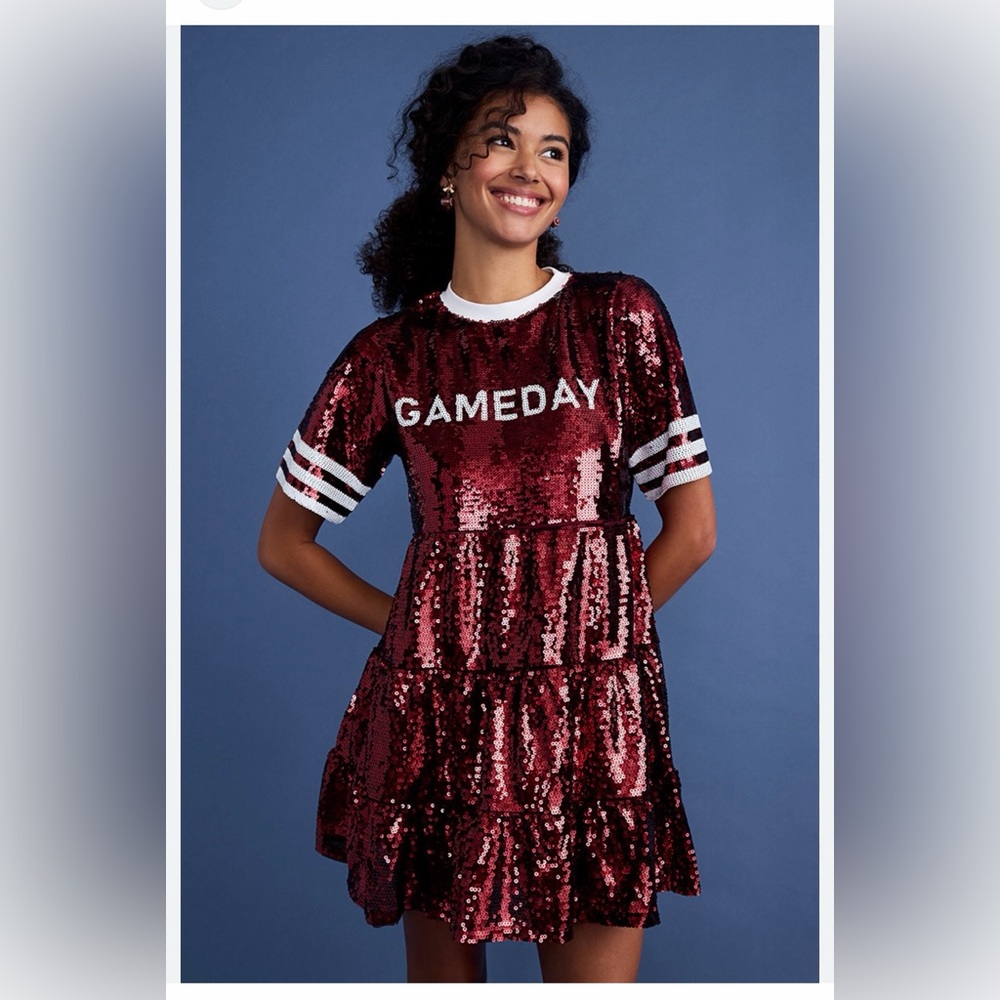 Francesca's Women's Game Day Sparkling Burgundy Sequin Mini Dress Size S